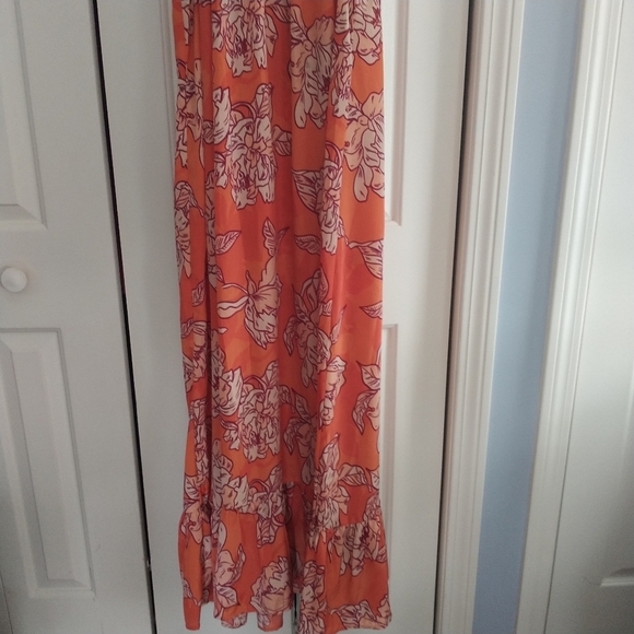 True Destinations Orange Floral Maxi Dress Coverup XS - Picture 7 of 13